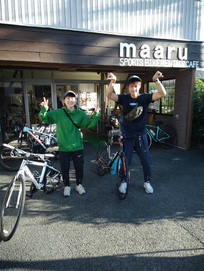 maaruでロードバイククロスバイクレンタルして出発