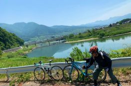 中野市と飯山市の境付近　千曲川に沿ってサイクリング