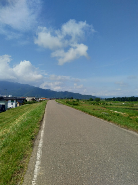 千曲川堤防道路若穂付近