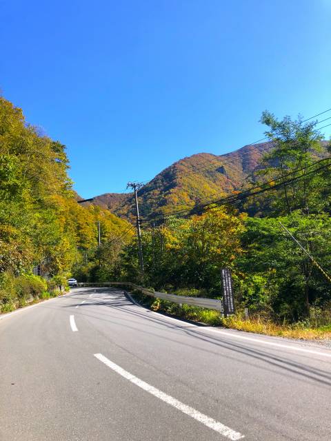 高山村七味温泉イーバイクサイクリング松川渓谷の紅葉