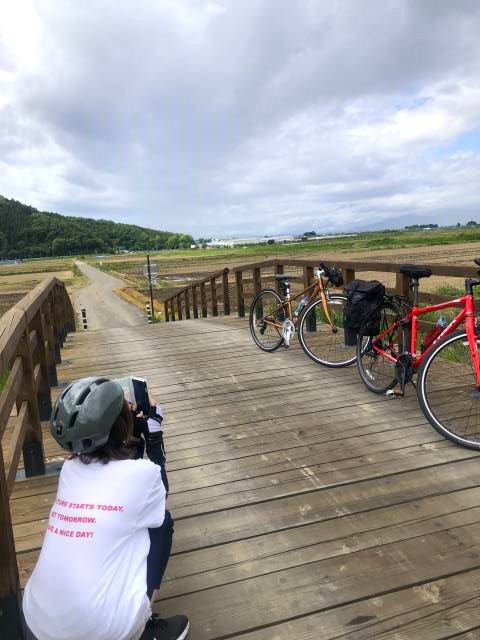 飯山輪行サイクリング　木の橋