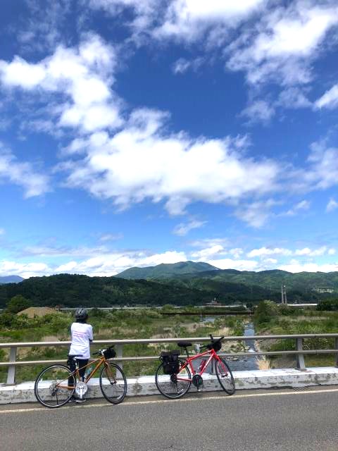 飯山輪行サイクリング　夜間瀬川